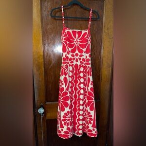 NWT CHRISTIAN LACROIX Linen Blend Midi Dress Beaded Shoulder Straps